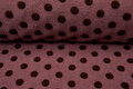 Boiled wool fluffy big dots pastel roze- oud roze