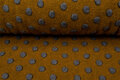 Boiled wool fluffy big dots okergeel-grijs