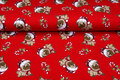 French Terry bedrukt christmas puppy rood