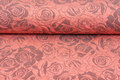 Gebreide Jacquard stof roses zalmroze
